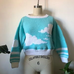 ⛅️ Cute Vintage Handknit Cropped Cloud Sweater